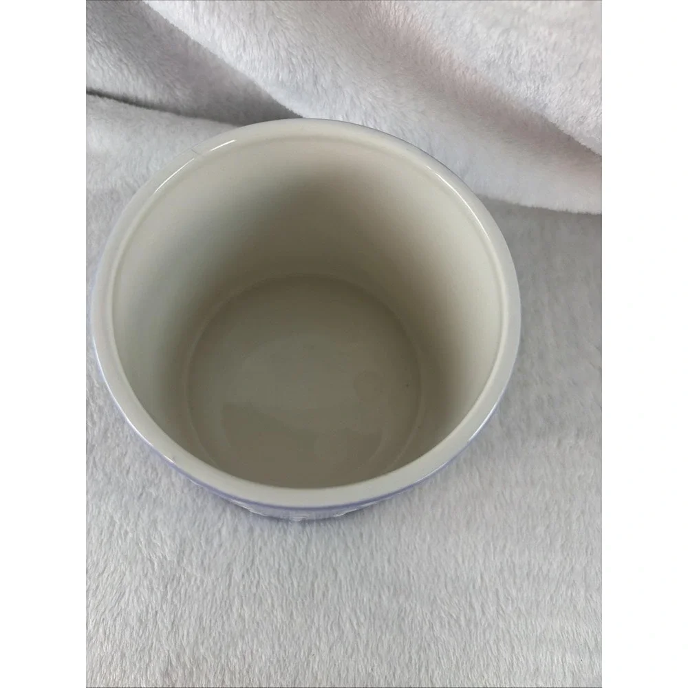 Vintage Teleflora Gift Purple Polka Dot Ceramic Trinket Box 3D Violet Floral Lid